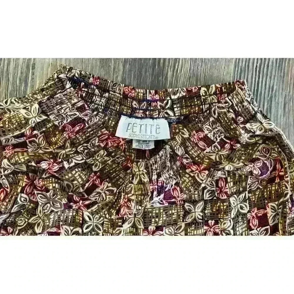 Petite Sophisticate Skirt Set Women’s Sm Brown Red Floral 2-Pc Vtg Fall Fashion - Picture 14 of 16